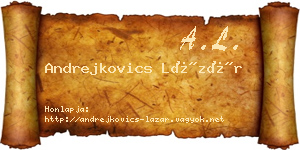 Andrejkovics Lázár névjegykártya